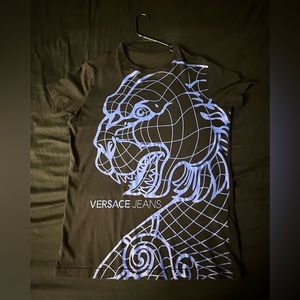 VERSACE JEANS BLACK T-SHIRT TIGER PRINT